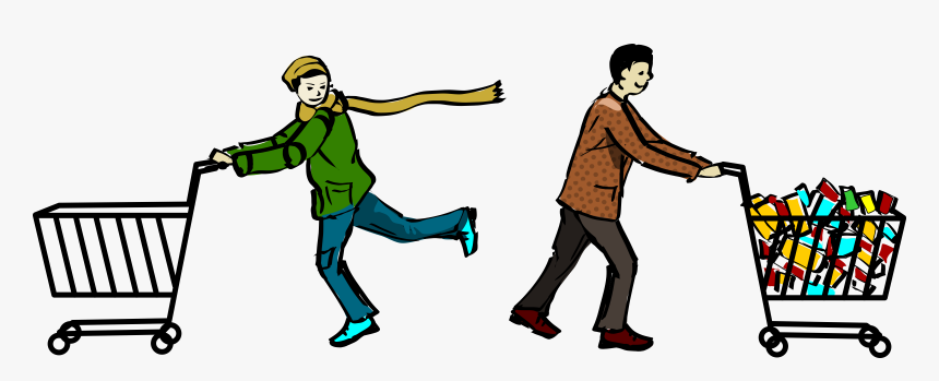 Two Men With Shopping Carts Clip Arts - Man Shopping Trolley Png, Transparent Png, Free Download