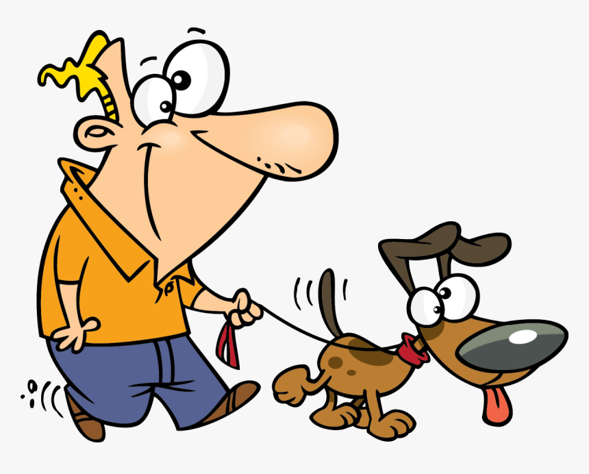 Person Walking Dog Png - Cartoon Person Walking A Dog, Transparent Png, Free Download