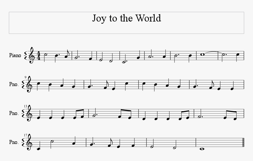 Joy To The World Melody Score - Sheet Music, HD Png Download, Free Download