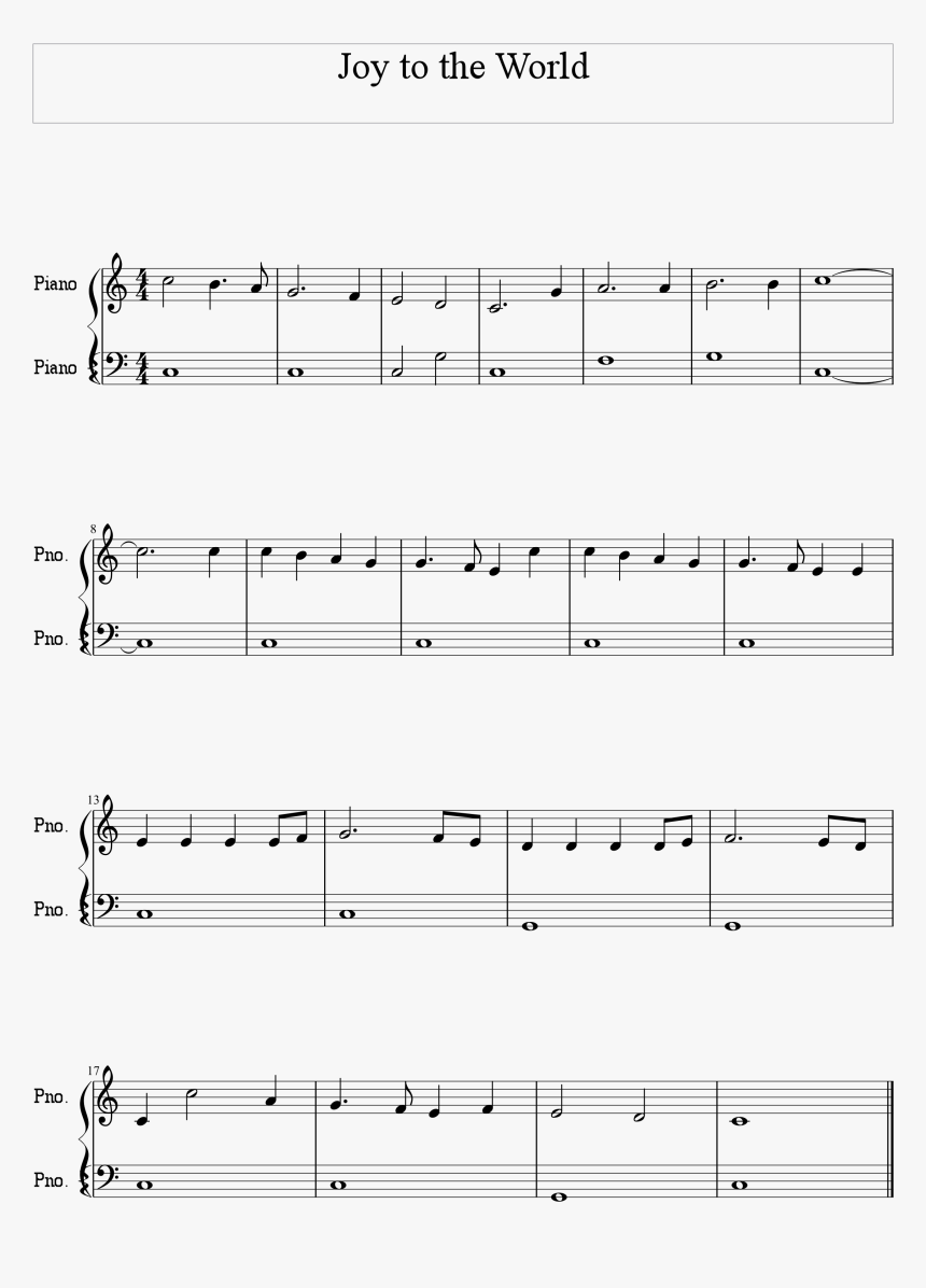 Joy To The World Simple Bassline Score - Simple Joy To The World Piano, HD Png Download, Free Download