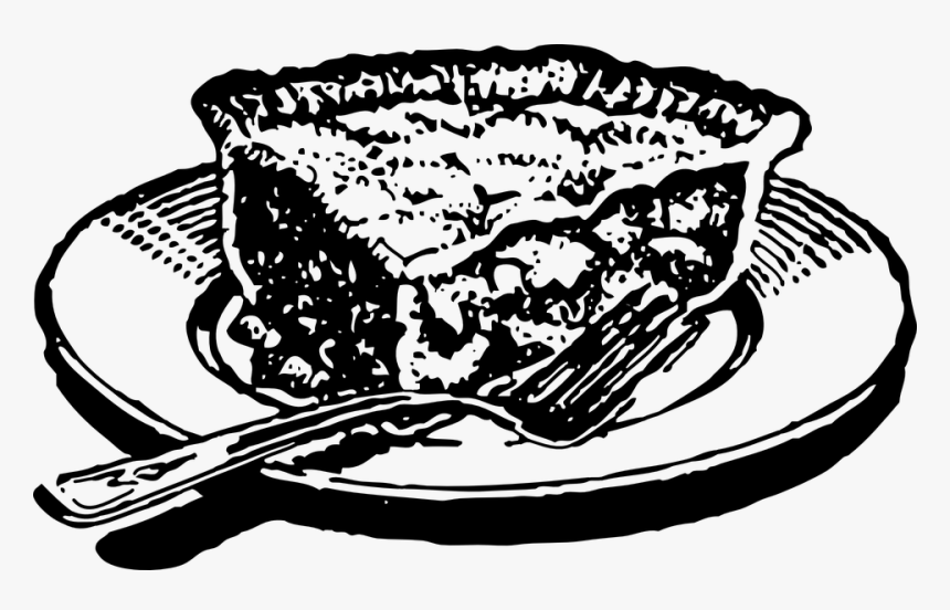 Slice, Pie, Black, Dessert, Piece, Food, Plate, Crust - Pie Drawing Png, Transparent Png, Free Download