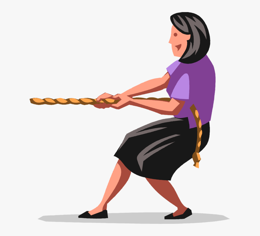 Vector Illustration Of Businesswoman In Anchor Position - Cartoon Tug Of War, HD Png Download, Free Download