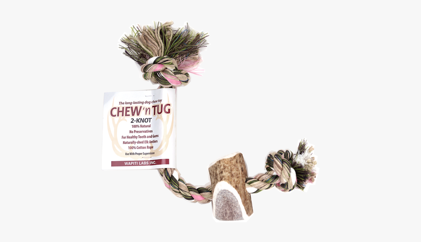 2 Knot Chew"n Tug With Elk Antler - Rose, HD Png Download, Free Download