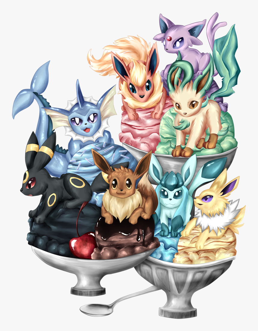 Ice Cream Eevee Evolutions Cute , Png Download - Pokemon Eevee Ice Cream, Transparent Png, Free Download