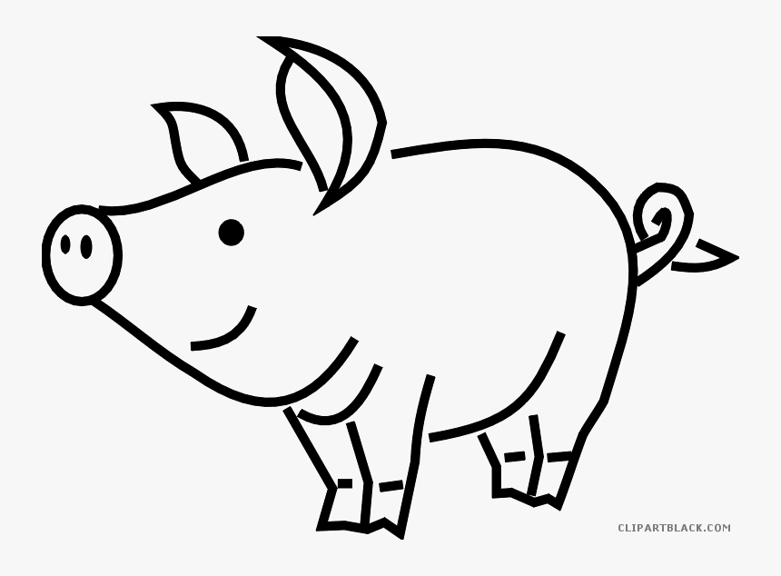 Pig Outline Animal Free Black White Clipart Images - Pig Clip Art, HD Png Download, Free Download