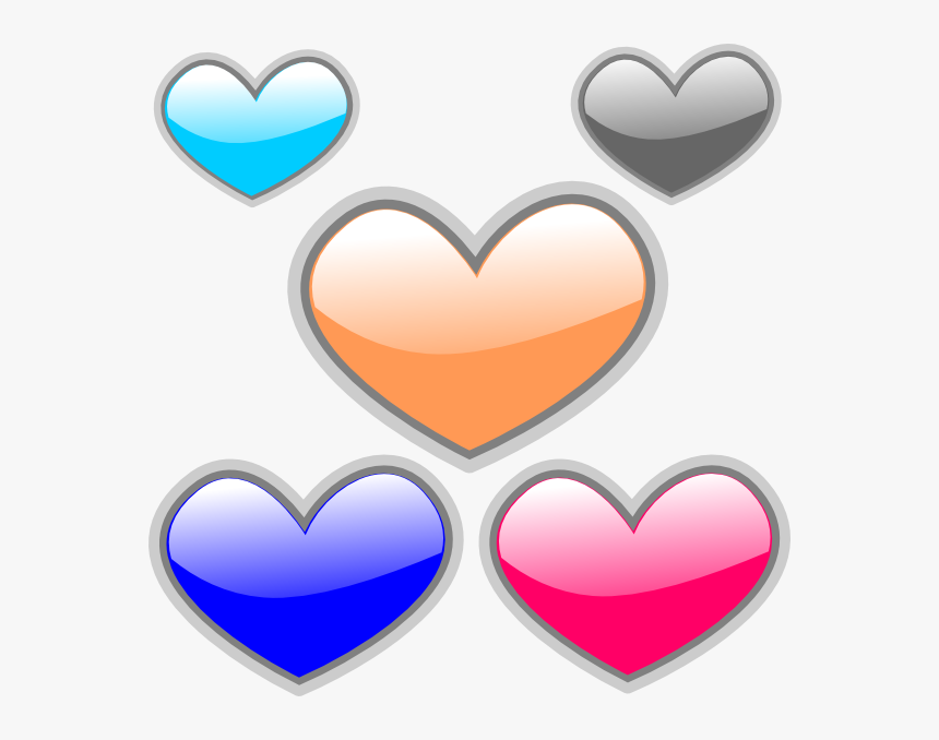 Glossy Hearts 3 Svg Clip Arts - 4 Hearts Clipart, HD Png Download, Free Download