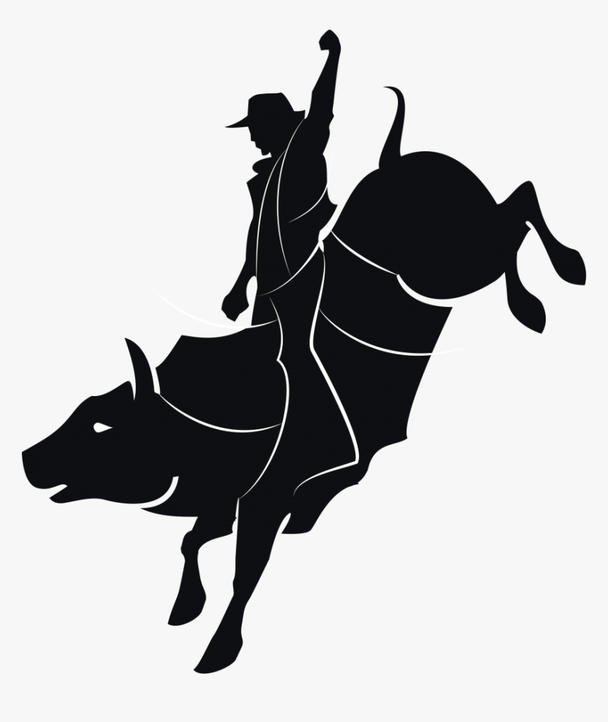 Bull Riding Vector Graphics Clip Art Rodeo - Bull Rider Silhouette, HD Png Download, Free Download