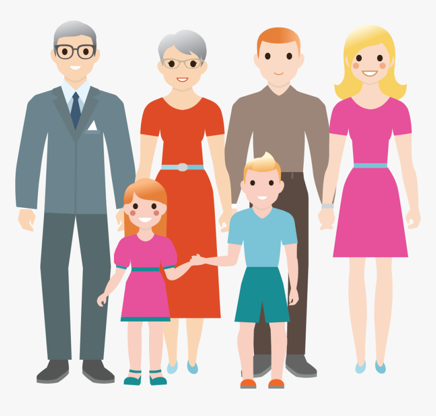 A Family With Grandparents - Cartoon Family With Grandparents, HD Png Download, Free Download