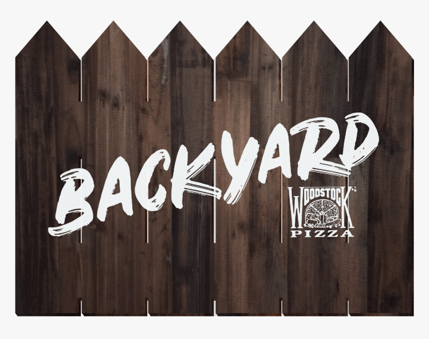 Backyardmockup Finalround Whitetextonfence-min - Woodstock's Pizza, HD Png Download, Free Download