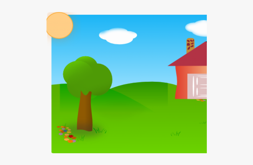 Nature Clipart Backyard - Blue Sky Green Grass Clipart, HD Png Download, Free Download