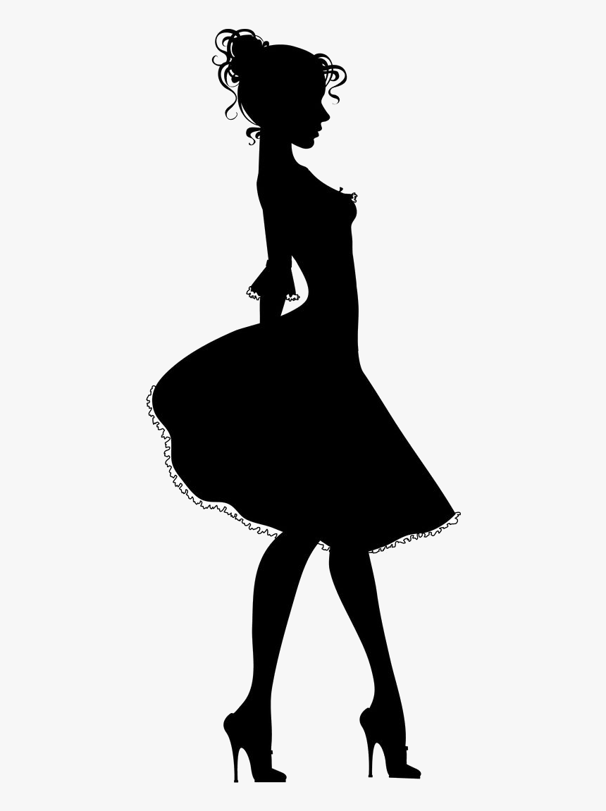 Dress Silhouette Woman Silhouette2 - Girl Silhouette In Dress, HD Png Download, Free Download