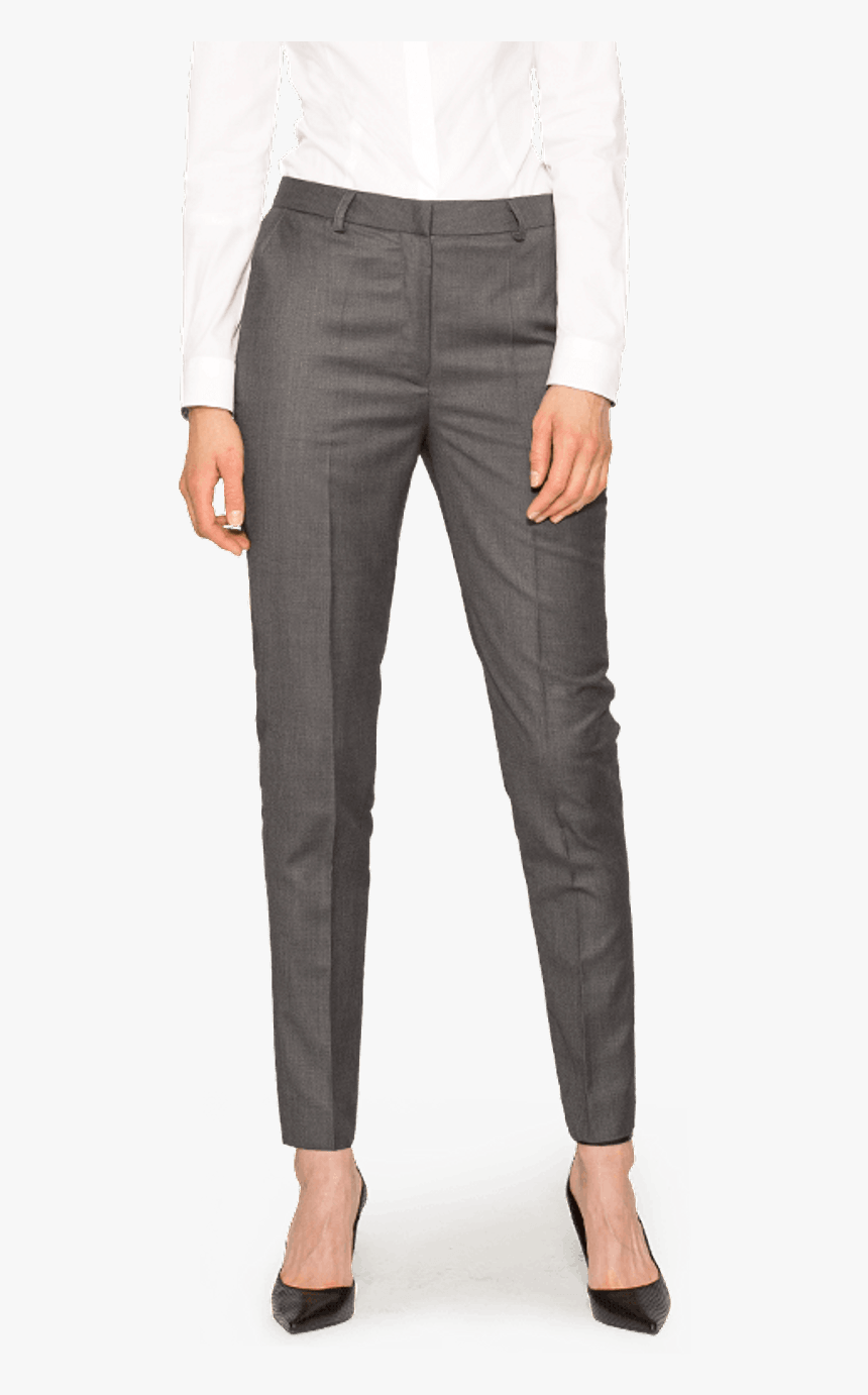 Grey Wool Flat-front Cigarette Pants - Dress Pants For Women, HD Png Download, Free Download