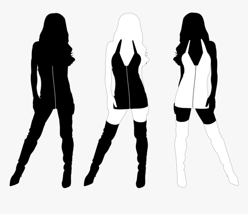 Woman, The Silhouette, Girl, Dress, Boots, Pins - Woman With Boots Silhouette, HD Png Download, Free Download