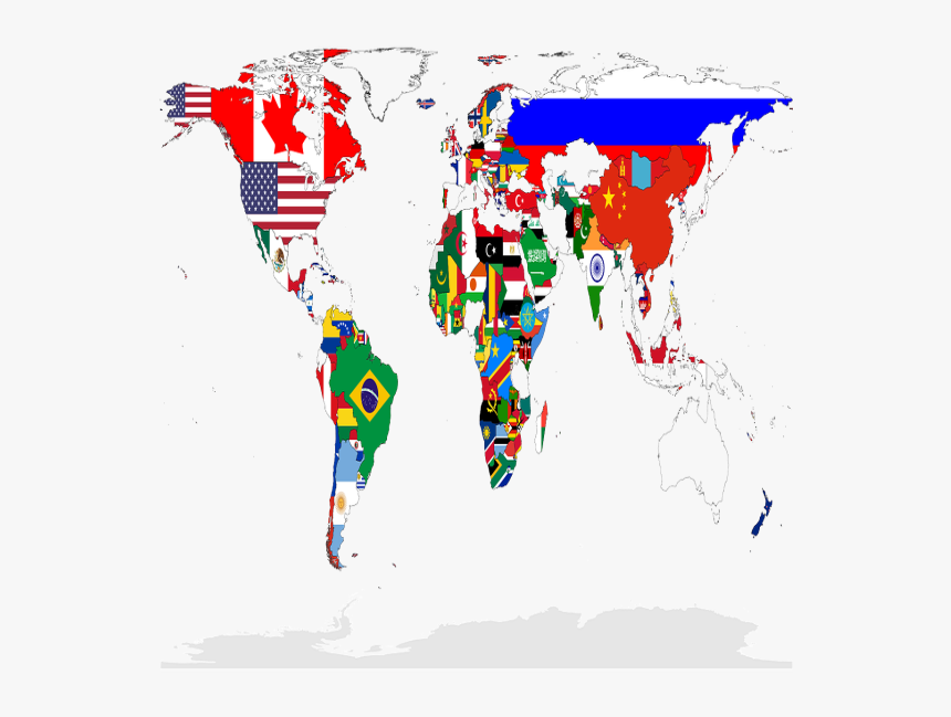 Mapamundi De Las Banderas - World Map With Flags Png, Transparent Png, Free Download