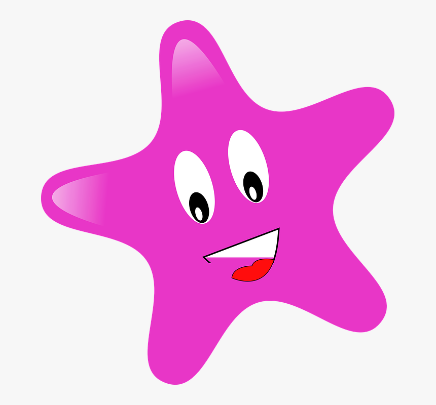 Star, Pink, Colorful, Color, Face, Cheerful, Drawing - Pink Happy Star, HD Png Download, Free Download