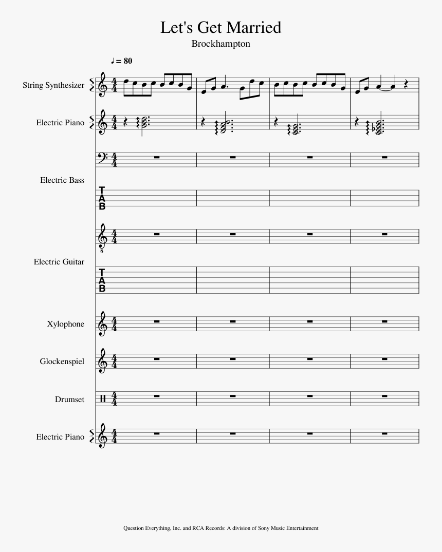 Let"s Get Married Sheet Music For Piano, Strings, Bass, - Brockhampton Piano Sheet Music, HD Png Download, Free Download