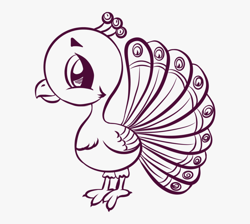 Drawn Peacock Cartoon - Cartoon Drawing Of A Peacock, HD Png Download, Free Download