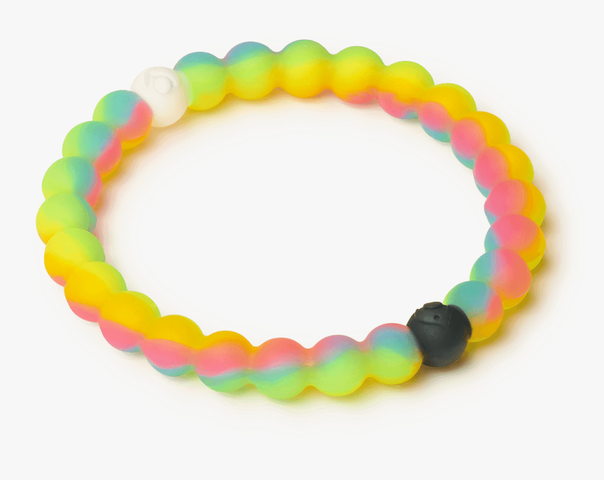 Side Angle Of Neon Rainbow Swirl Silicone Beaded Bracelet - Children Cancer Bracelet, HD Png Download, Free Download