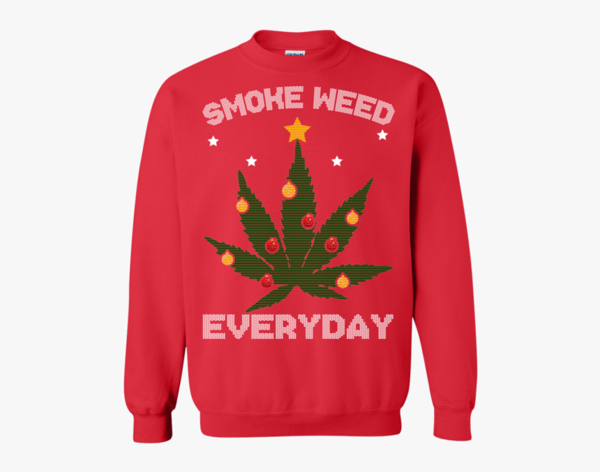 Cannabis Chistmas Tree Smoke Weed Everyday Sweater - Long-sleeved T-shirt, HD Png Download, Free Download
