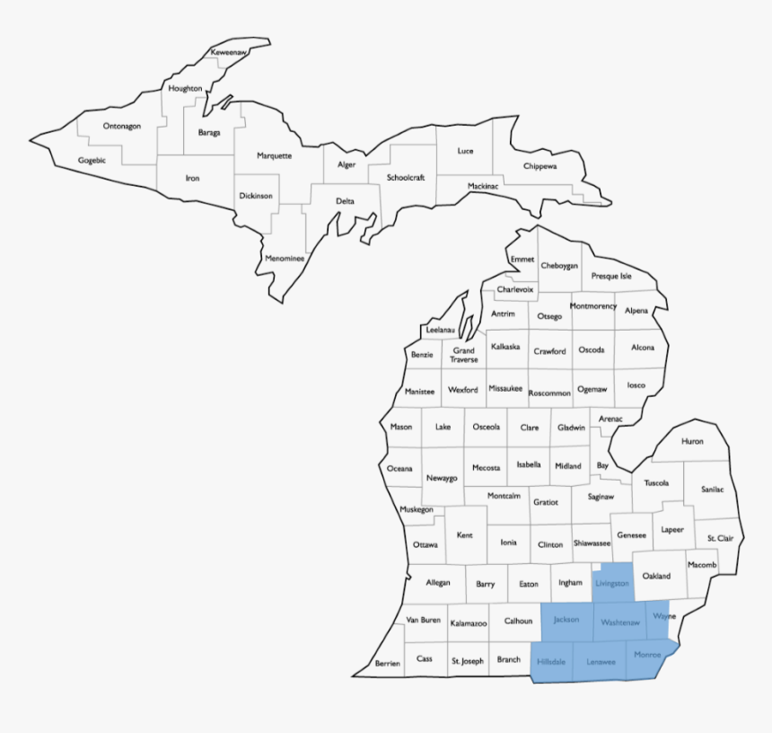 Transparent Western Border Png - Michigan State County Map, Png Download, Free Download