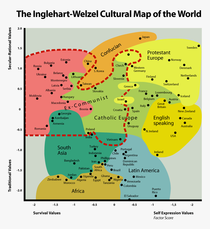 Inglehart Values Map Big - Inglehart Values Map, HD Png Download, Free Download