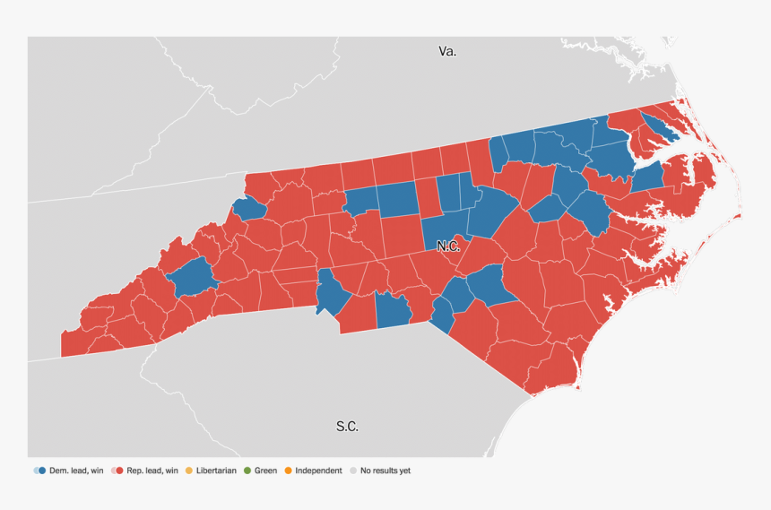 Picture - North Carolina 2016 Election Results Map, HD Png Download, Free Download