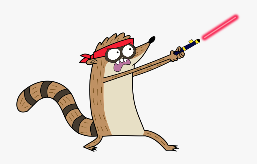 Rigby Holding Laser Sword - Rigby Png, Transparent Png, Free Download