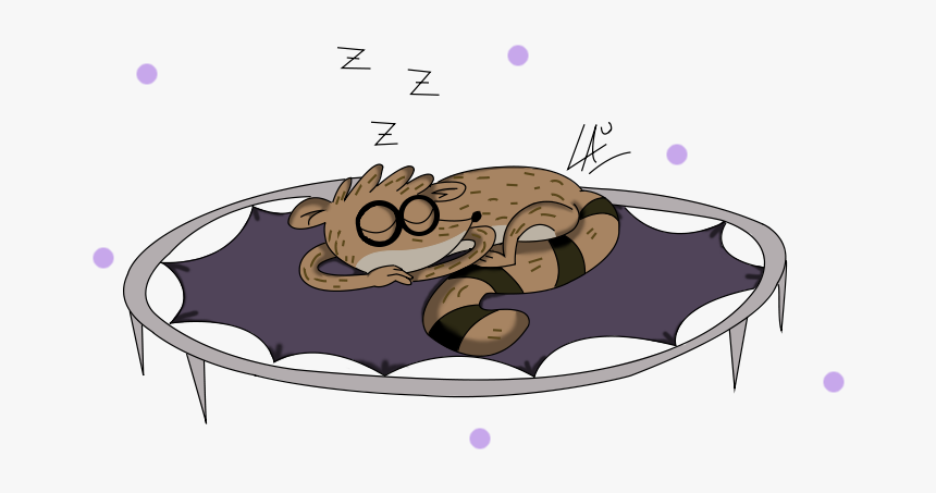 Rigby Sleeping -rigby Durmiendo
art By Me - Rigby Regular Show Trampoline, HD Png Download, Free Download