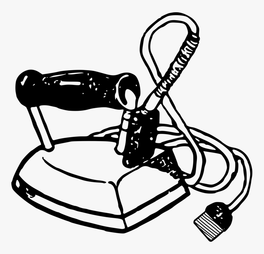 Line Art,area,monochrome Photography - Electric Iron Black And White Clipart, HD Png Download, Free Download