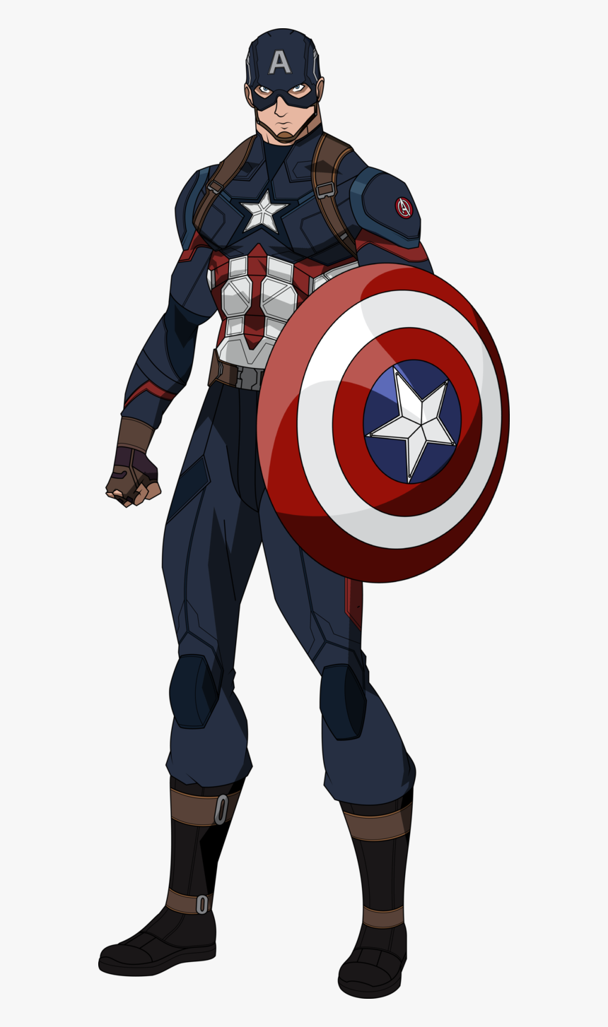 Captain Marvel Clipart Draw In Color - Cartoon Captain America Drawing, HD Png Download, Free Download