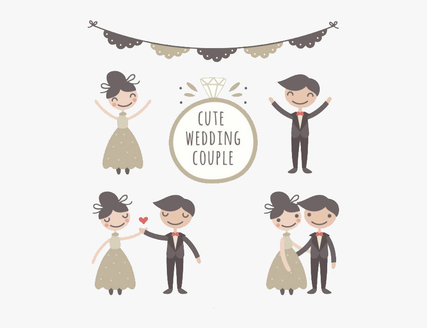 Wedding Couple Marriage Drawing Bridegroom - Wedding Clipart Cute, HD Png Download, Free Download