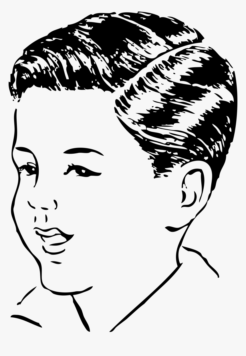 Medium Haircut With Side Part 3 Clip Arts - Drawing Side Part Hair, HD Png Download, Free Download