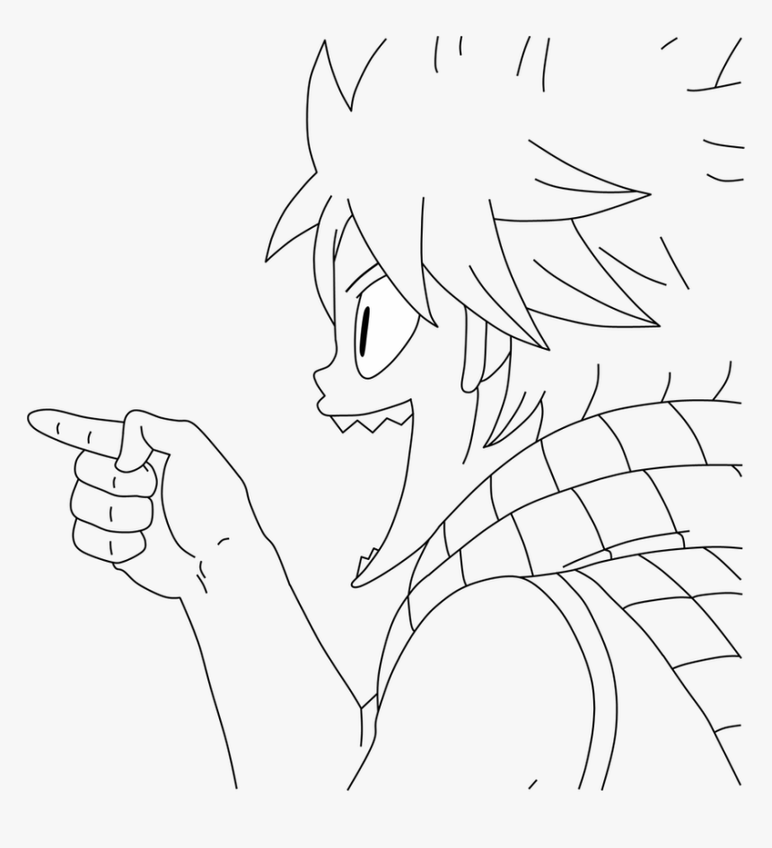Finger Pointing Down Lineart - Natsu Pointing, HD Png Download, Free Download