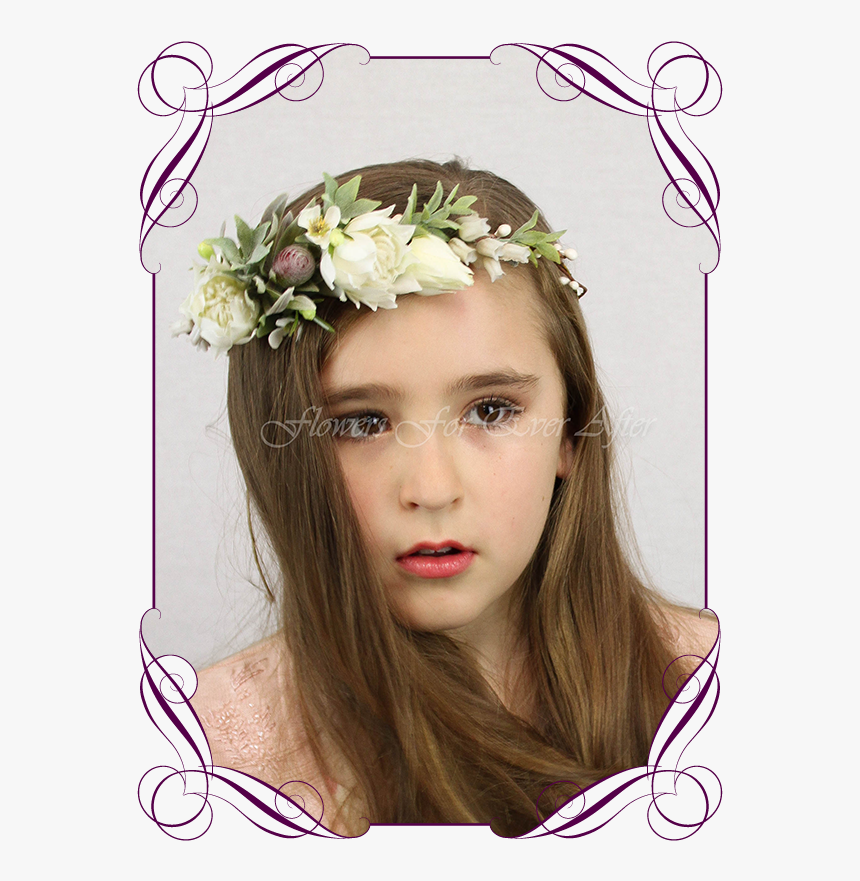 Silk Artificial Flower Girl Or Bridal Hair Crown Halo - Peonies Roses And Baby's Breath Bouquets, HD Png Download, Free Download