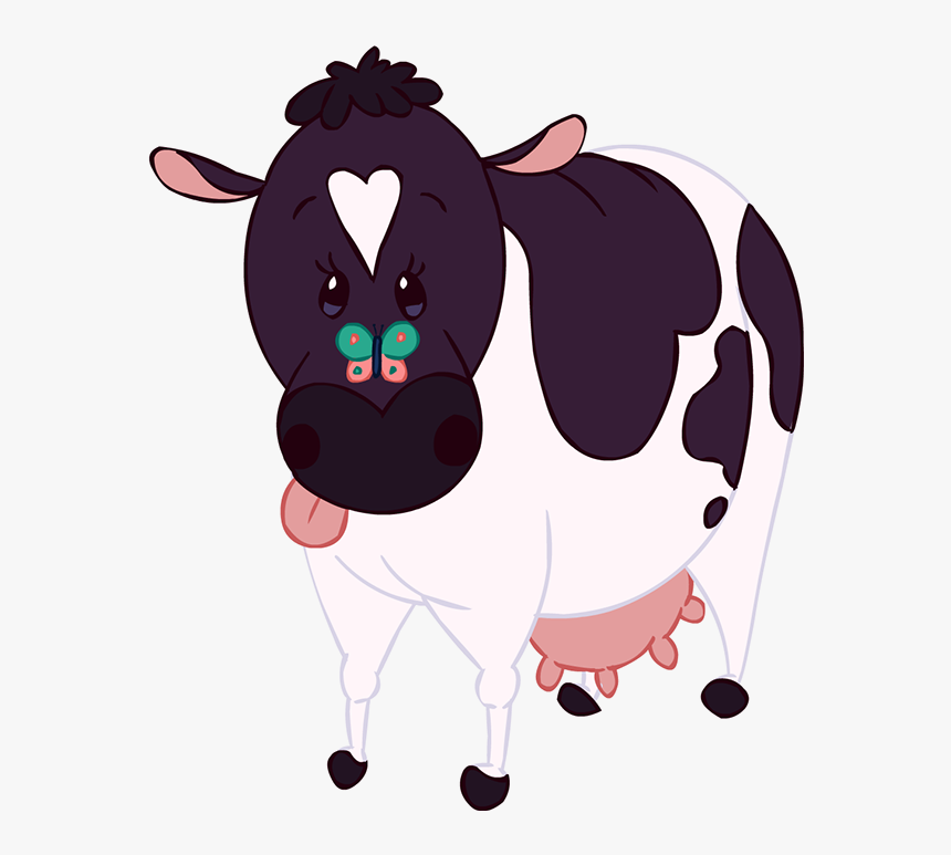 The Cow Is Pestered By A Bothersome Butterfly - Cartoon, HD Png Download, Free Download