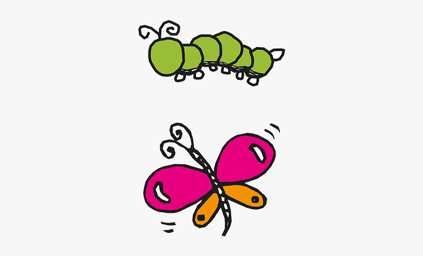 Caterpillars And Butterflies - Clip Art Caterpillar And Butterfly, HD Png Download, Free Download