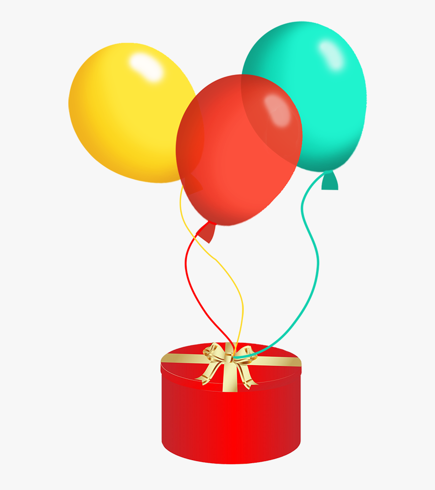 Birthday Balloons And Present - Balloon, HD Png Download, Free Download