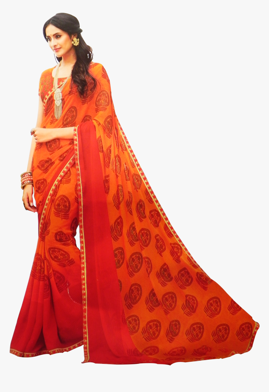 Download Images Image With Transparent Background - Orange Jamdani Saree Combination Blouse, HD Png Download, Free Download