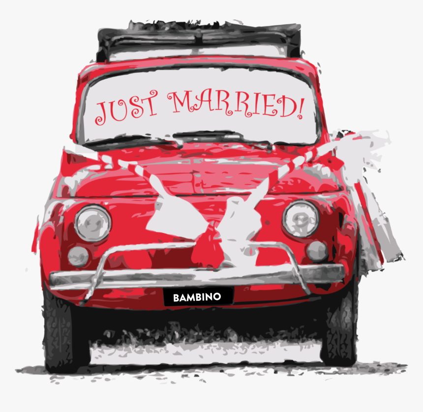 Just Married Sign Red Car, HD Png Download, Free Download