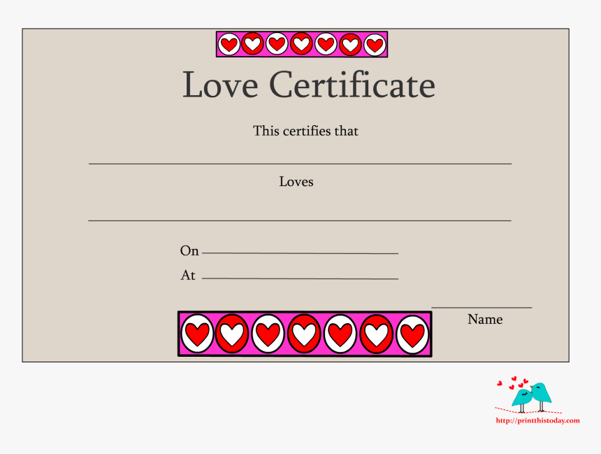 Love Certificate Printable - Certificate Of Love Background, HD Png Download, Free Download