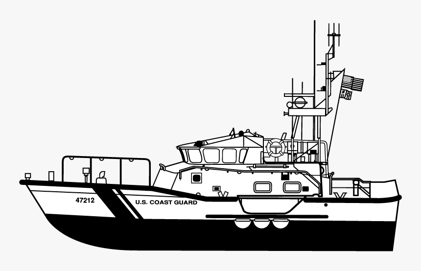 Uscg 47 Motor Life Boat - Coast Guard Boat Silhouette, HD Png Download, Free Download