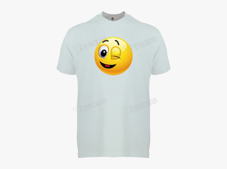 Shirt-emoji Wink White - Smiley, HD Png Download, Free Download