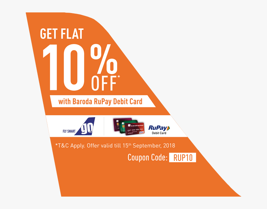 Get Flat 10% Off* With Baroda Rupay Debit Card - Graphic Design, HD Png Download, Free Download