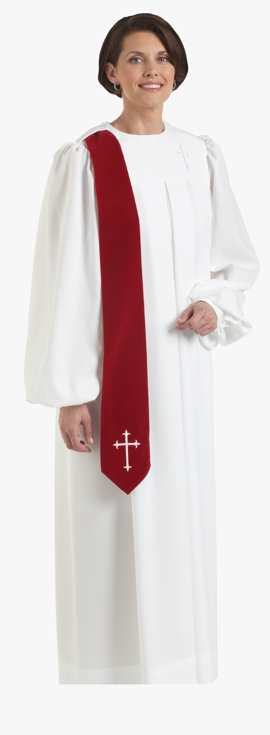 Priest Collar Png -evangelist Womens White Clergy Robe - Womens Preaching Robes, Transparent Png, Free Download