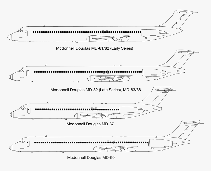Mcdonnell Douglas Md 80 90 Family - Md 80 Variants, HD Png Download, Free Download