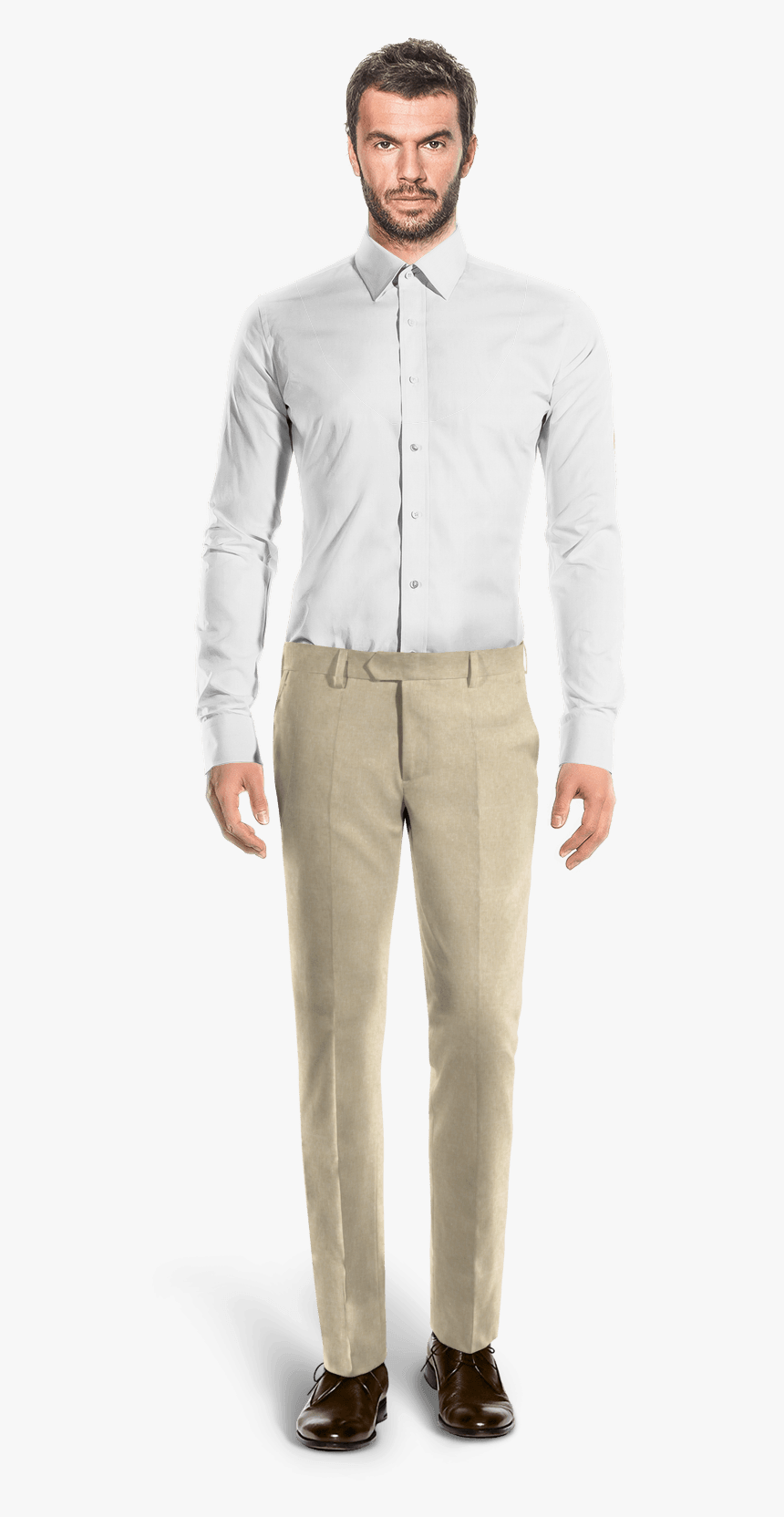 Beige Straight Fit Linen Pants - Mandarin Collar Suit Grey, HD Png Download, Free Download