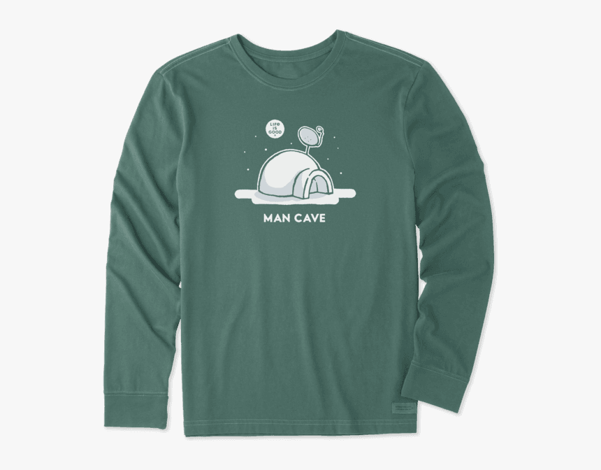 Men"s Snow Man Cave Long Sleeve Crusher Tee - Life Is Good, HD Png Download, Free Download