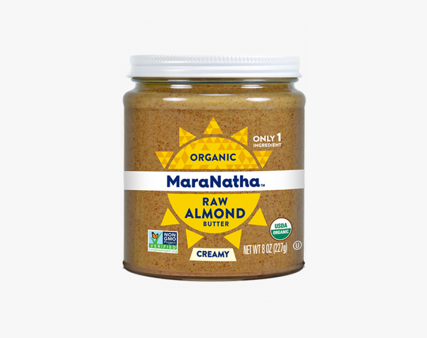 Maranatha Organic Creamy Raw Almond Butter 8 Oz Glass - Maranatha Almond Butter Crunchy, HD Png Download, Free Download