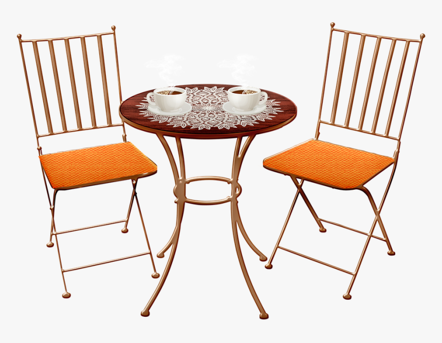 Outdoor Table And Chairs, Patio Furniture, Umbrella - Transparent Background Cafe Table Clipart, HD Png Download, Free Download