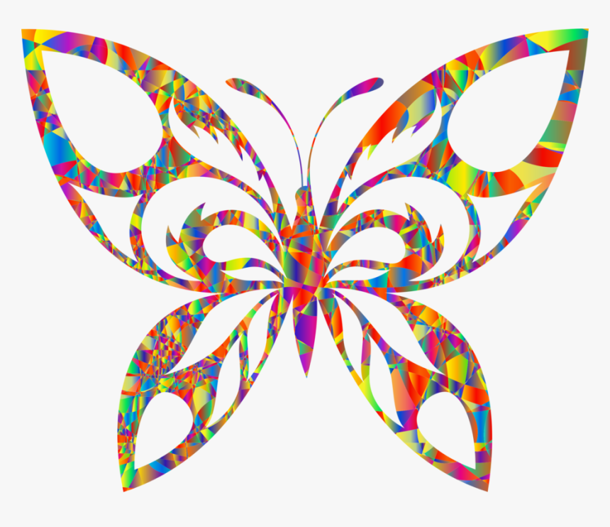 Butterfly Silhouette Drawing - Butterfly And Flower Silhouette, HD Png Download, Free Download